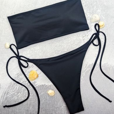 Góra kostiumu kąpielowego Sun czarny bandeau ze sznurowaniem z tyłu 004/1-1-1 obraz