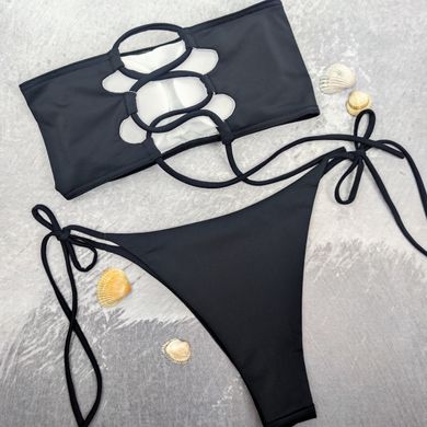 Góra kostiumu kąpielowego Sun czarny bandeau ze sznurowaniem z tyłu 004/1-1-1 obraz