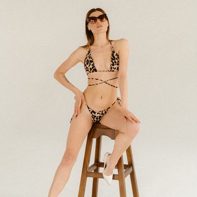 Dół stroju kąpielowego Chile bikini wzór w panterkę z wiązaniami 001/2-12-1 obraz