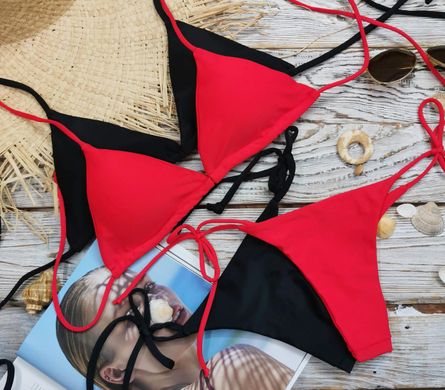 Dół stroju kąpielowego Chile bikini czerwony z wiązaniami 001/2-2-1 obraz