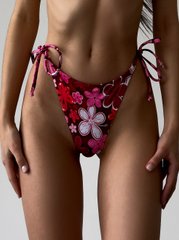 Dół stroju kąpielowego Maui bikini z wiązaniami nadruk czerwone kwiaty 021/2-41-1 obraz