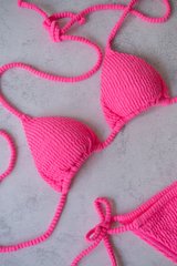 Góra kostiumu kąpielowego bikini różowy z wiązaniami 011/1-07-1 obraz